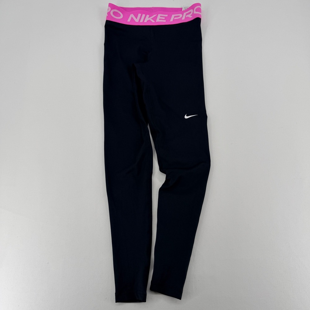 Nike Pro 365 Dri-FIT Leggings Women XS Black Pink Logo Tights NWT - Picture 13 of 14
